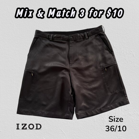 Izod Mens Performance Black Shorts Size 36/10 - Picture 1 of 5
